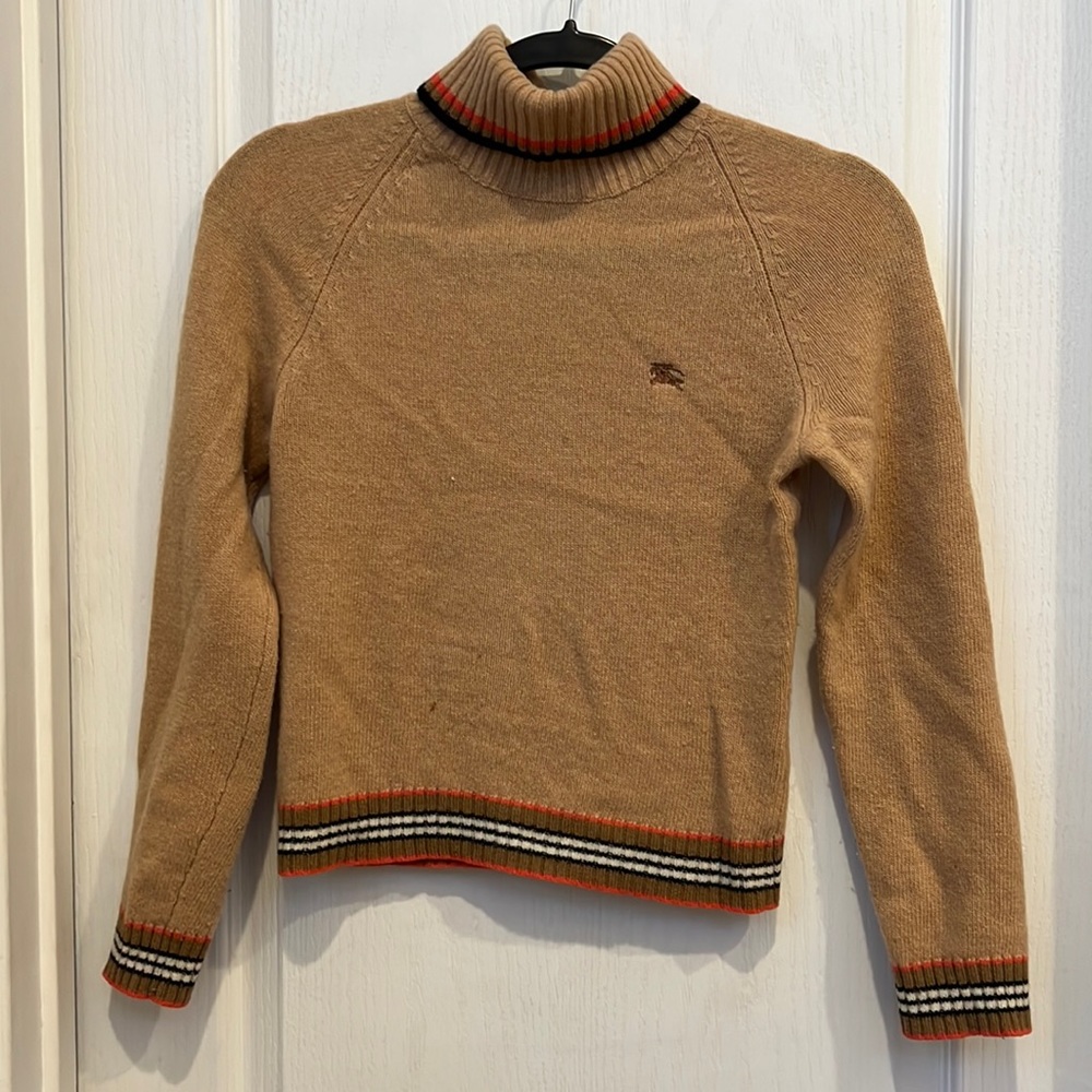 Burberry blue-label turtle neck crop sweater.